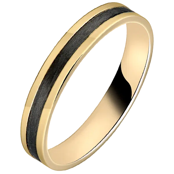 Alliance de mariage homme carbone et or jaune