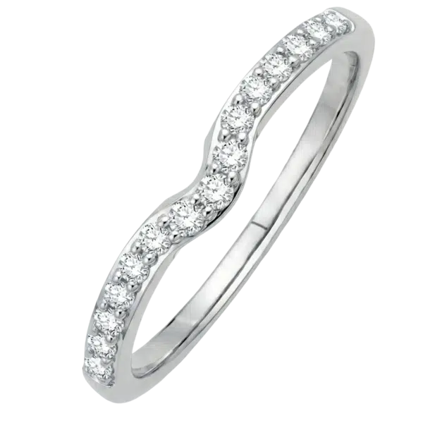 Alliance diamants en vague pour solitaire