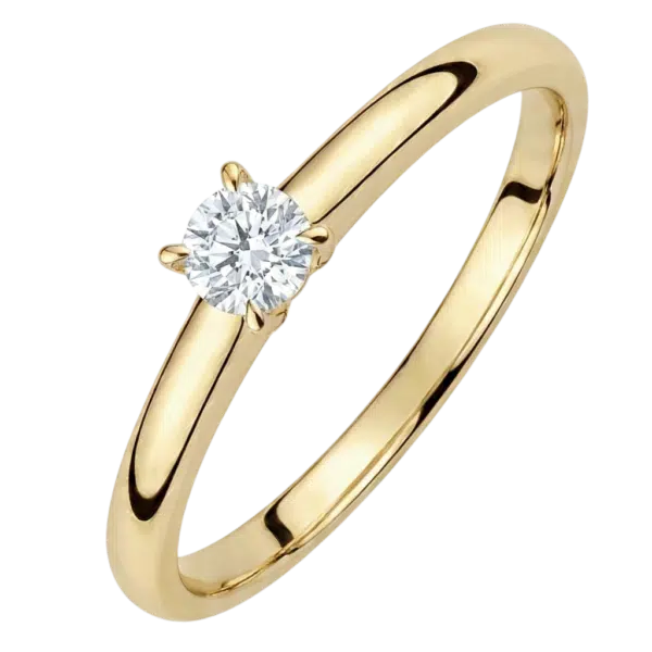 Bague de fiançailles classique or jaune diamant naturel