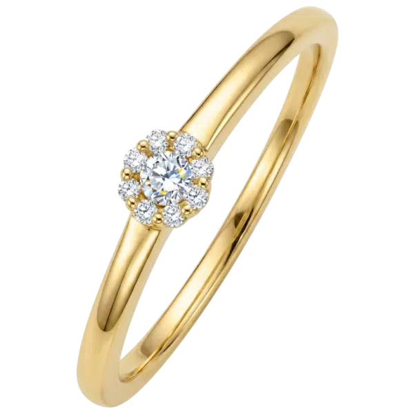 Bague fleur or jaune diamants