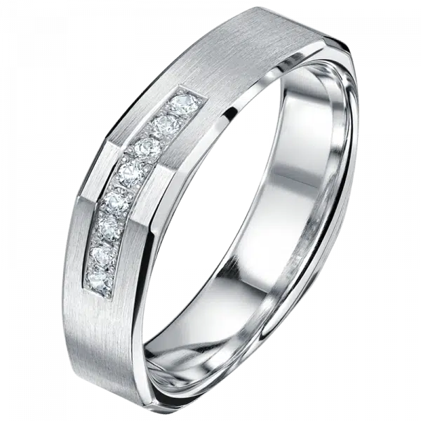 Alliance carrée platine 950/1000e diamants