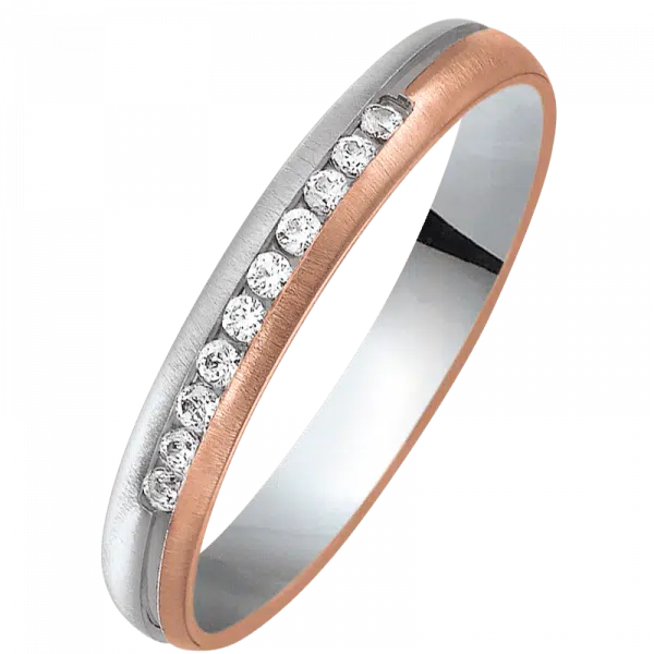 Bague demi tour diamants or rose or blanc