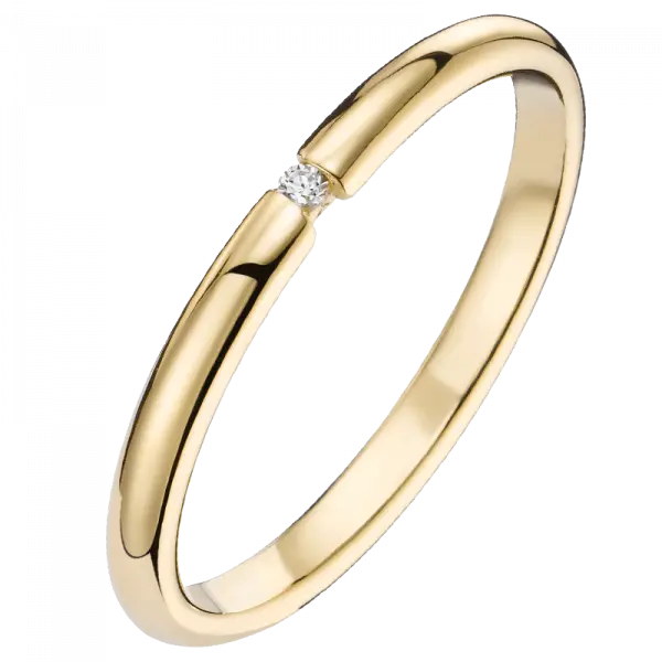 alliance de mariage or jaune diamant