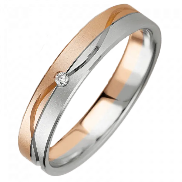alliance or rose et blanc diamant