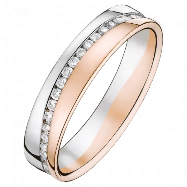 bague or rose et blanc 18 carats diamants