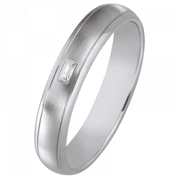 alliance or blanc bombée diamant baguette