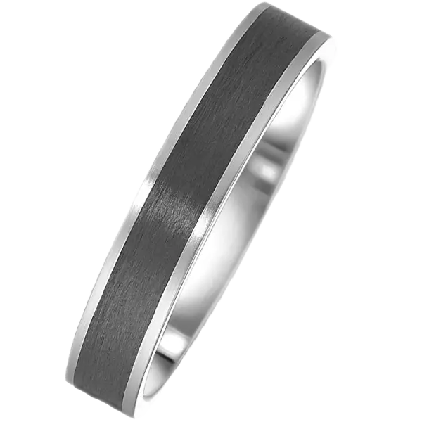 bague de mariage acier et carbone noir profil plat 4 mm