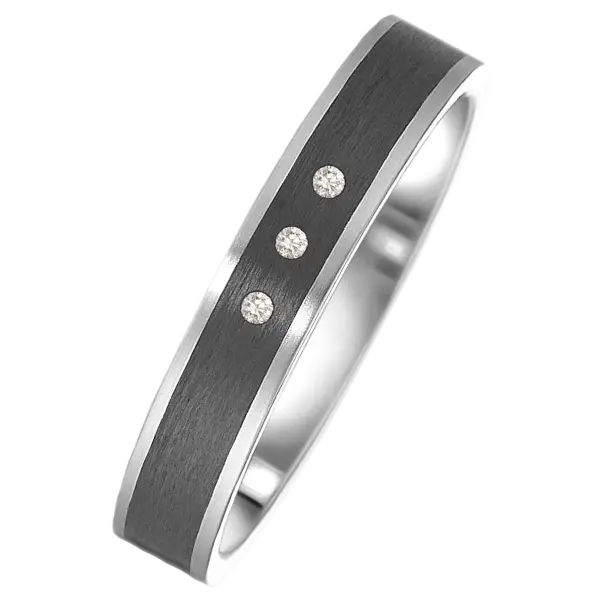 alliance acier inoxydable et carbone noir diamants