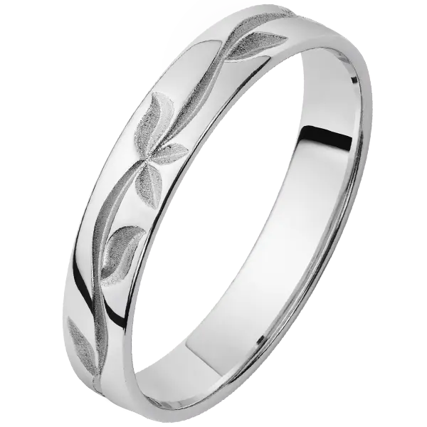 alliance de mariage or 18 carats motifs feuilles