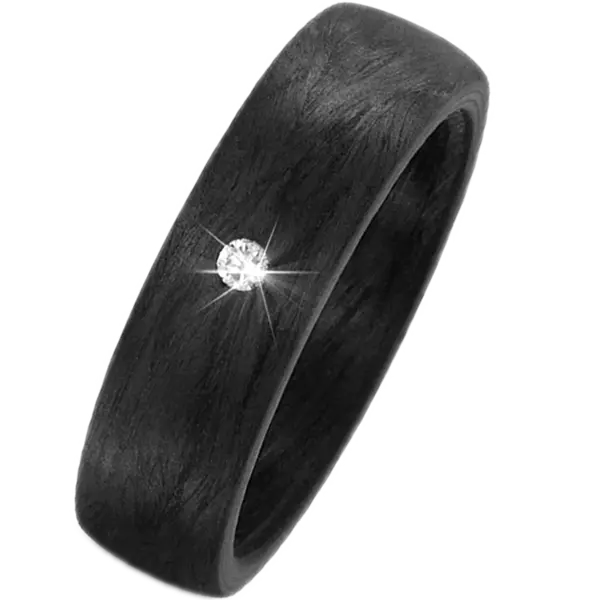 bague en carbone noir 6 mm diamant