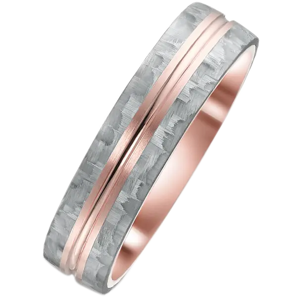 Bague carbone gris et or rose