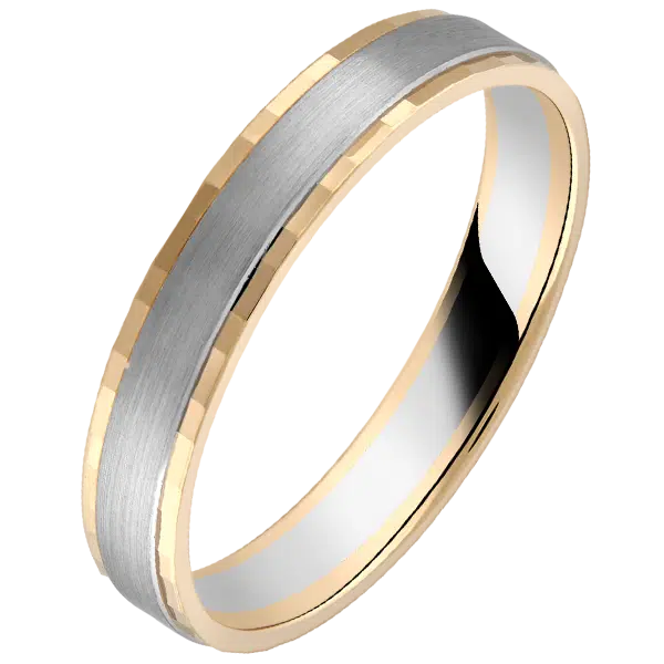 Alliance de mariage homme bicolore martelée
