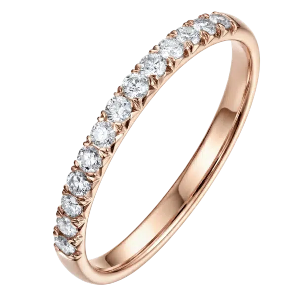 Bague demi tour diamants or rose 0.25ct