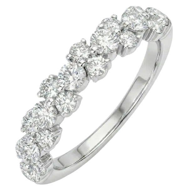 Bague diamants alternés originale et brillante or blanc
