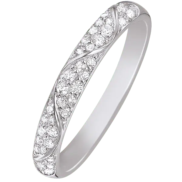 Alliance diamants originale vague or blanc