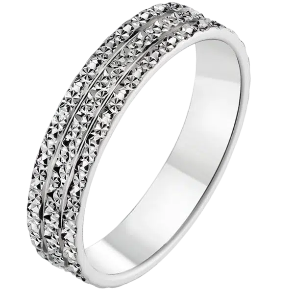 Bague de mariage or blanc ciselée