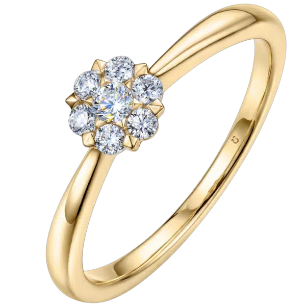 Solitaire fleur diamants fiançailles