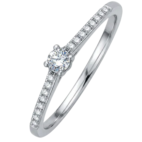 Bague de fiançailles accompagné diamants or blanc