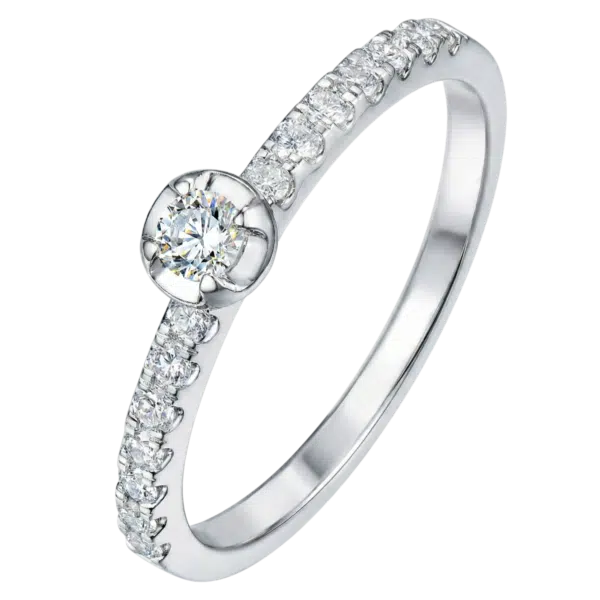 Bague fleur diamants or blanc