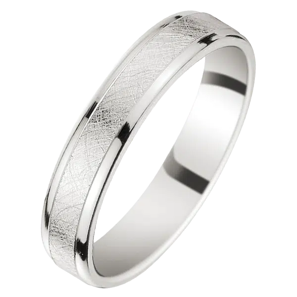 alliance or blanc mate givrée homme 18 carats