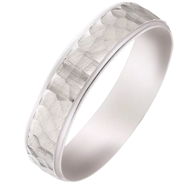 alliance de mariage or blanc martelée