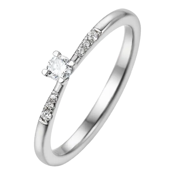 bague de fiançailles or blanc diamants fin