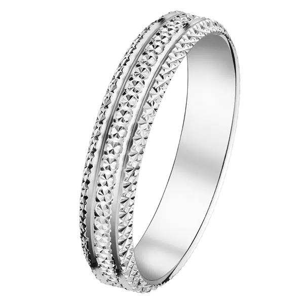 Alliance or blanc ciselée