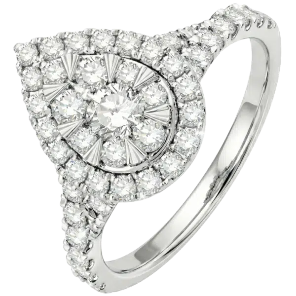 Solitaire fiançailles forme goutte diamants