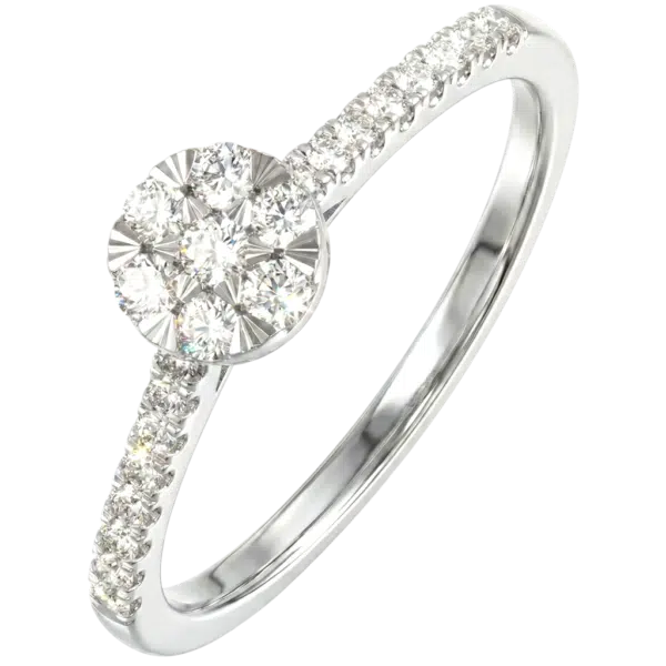 Bague fiançailles or blanc diamants