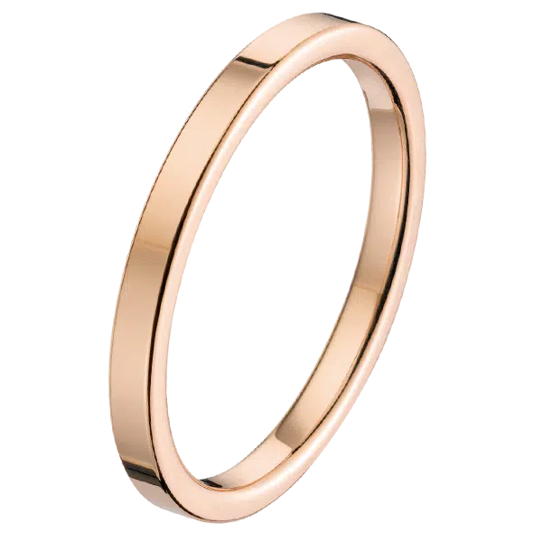 alliance de mariage or rose ruban plat
