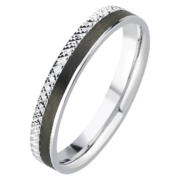Alliance ciselée carbone et platine
