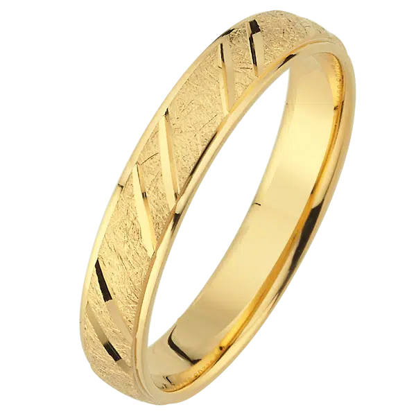 alliance de mariage or jaune glacée striée