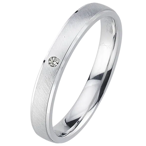 alliance or blanc brossée diamant