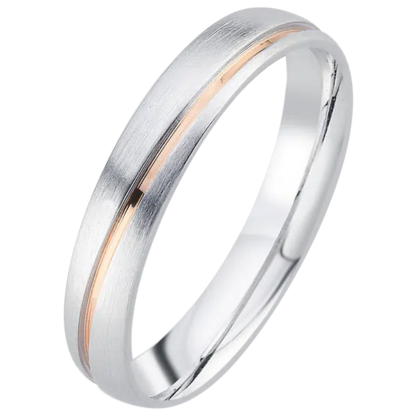 alliance de mariage or rose et blanc 18 carats semi-bombée