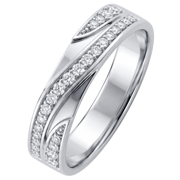 Bague or blanc diamants vague originale