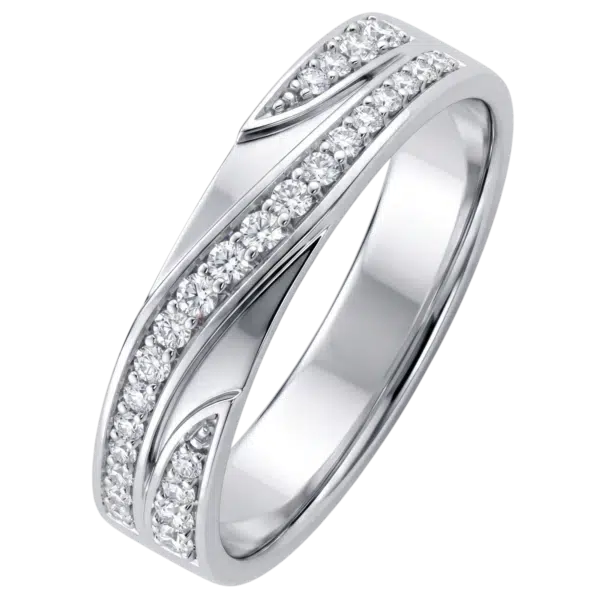 Bague or blanc diamants vague originale
