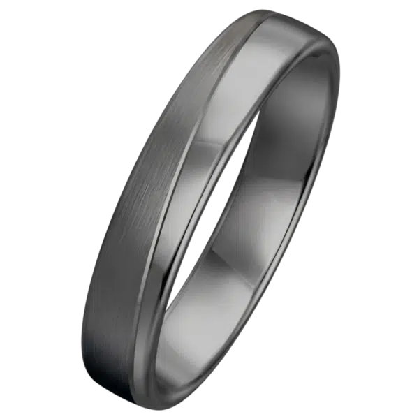 Bague tantale ligne diagonale mat brillant