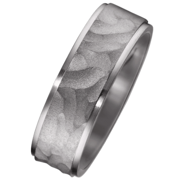 Alliance homme tantale martelée bords brillants