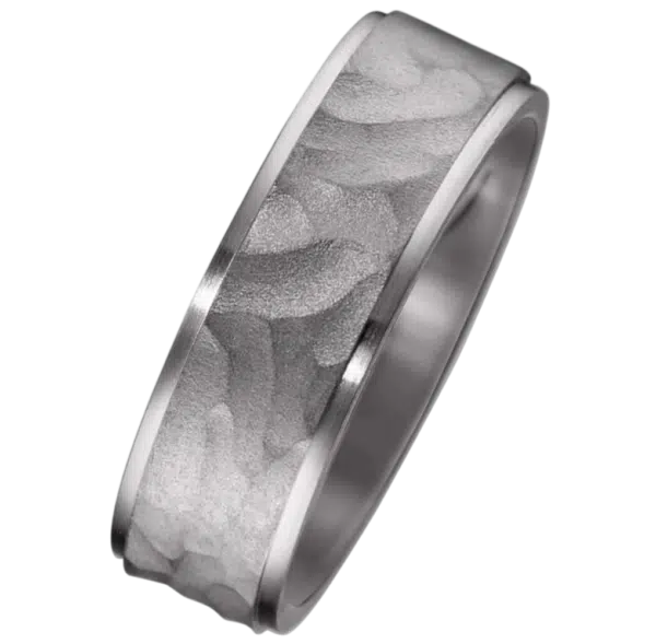 Alliance homme tantale martelée bords brillants