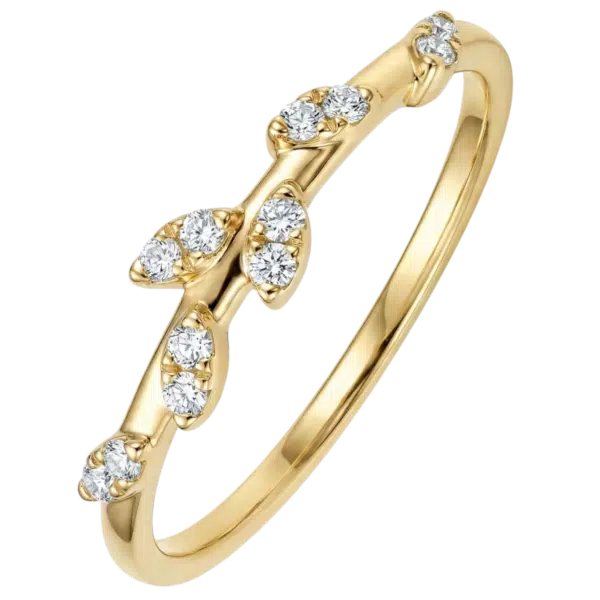 Bague florale or jaune et diamants