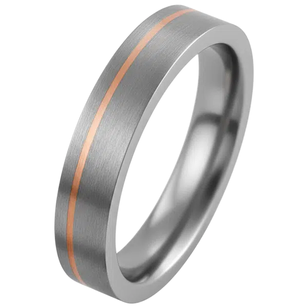 alliance homme titane et or rose 18 carats