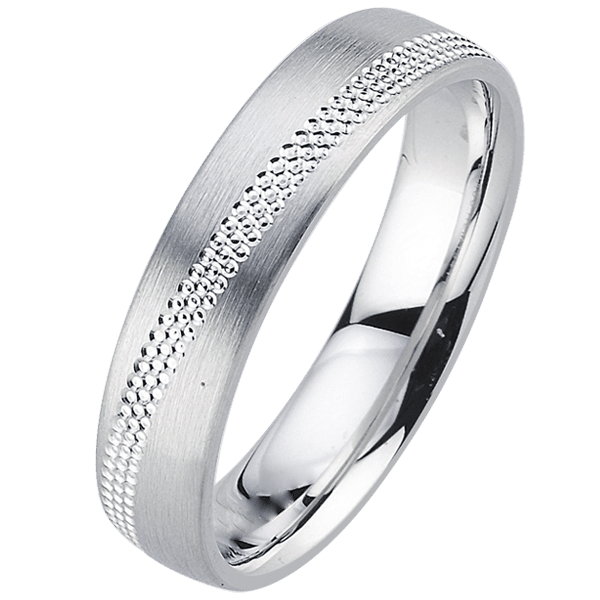 alliance or blanc brossé motifs perlés