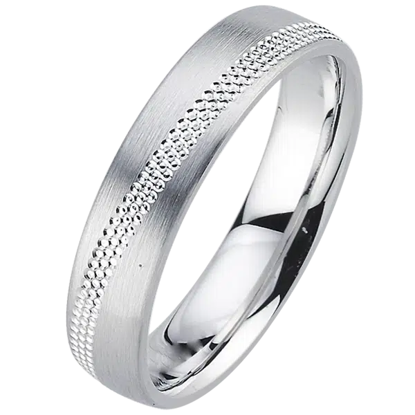 alliance or blanc brossé motifs perlés