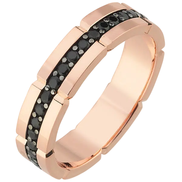 alliance or rose diamants noirs