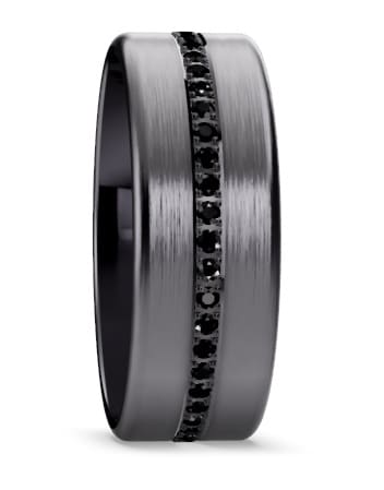 Alliance homme en tantale avec diamants noirs
